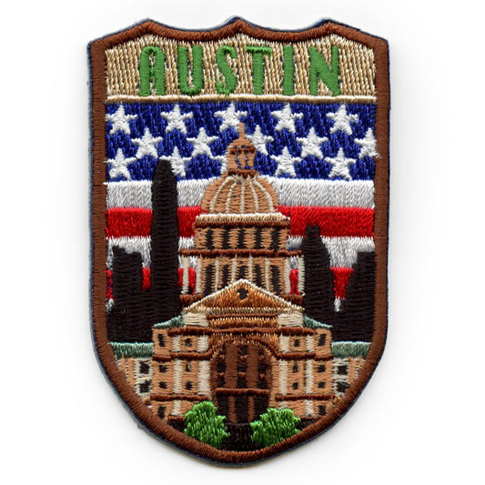 Austin Texas Shield Patch Travel United States Embroidered Iron On Patch