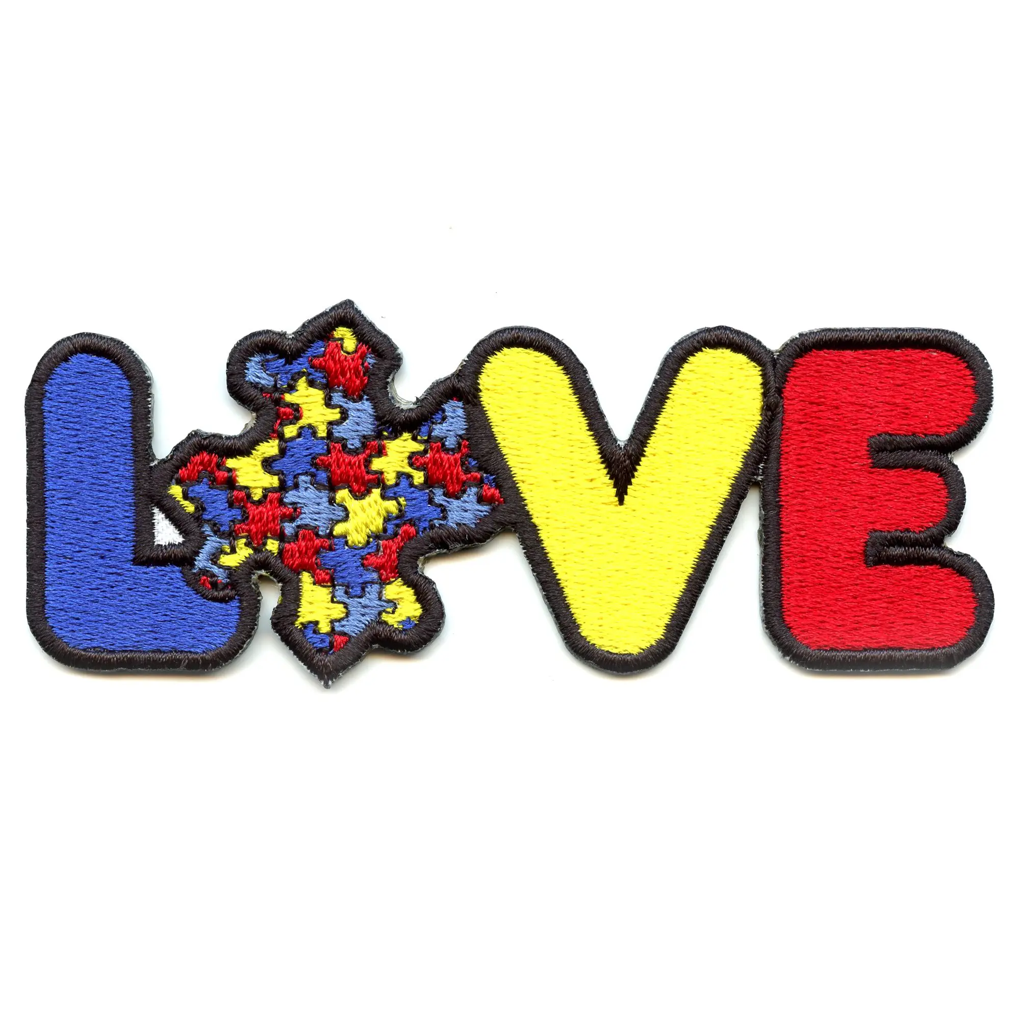 Autism Love Puzzle Patch Awareness Movement Script Embroidered Iron On