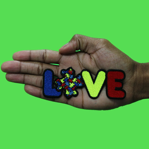 Autism Love Puzzle Patch Awareness Movement Script Embroidered Iron On