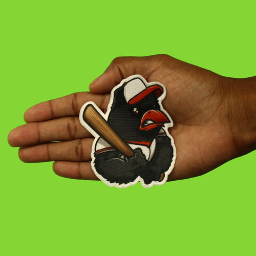 Baltimore Maryland Mascot PhotoPatch Baseball Black Bird Parody Embroidery Iron On