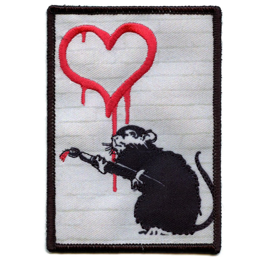 Banksy Love Rat Embroidered Iron On PhotoPatch