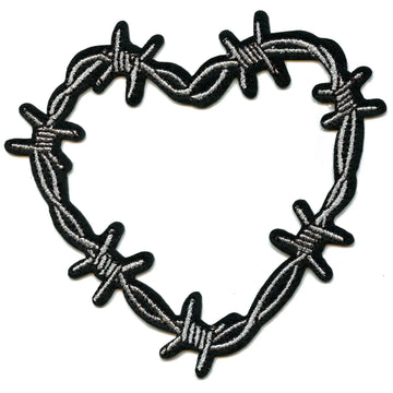 Barbed Wire Heart Patch Emo Dark Love Embroidered Iron-On