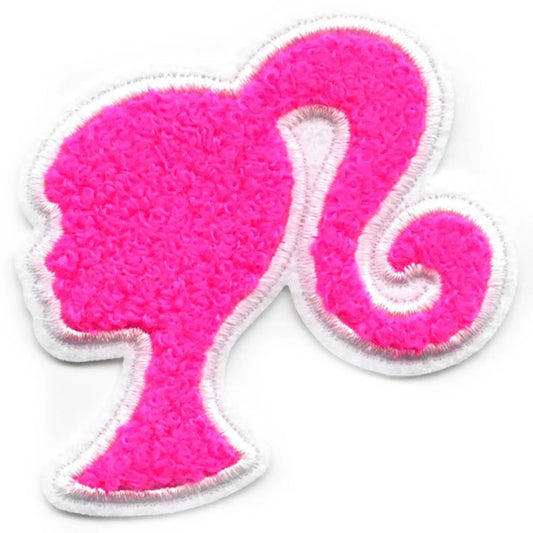Barbie Pink Side Silhouette Patch Doll Toy Movies Chenille Iron On