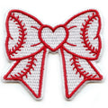 Baseball Heart Bow Patch Sports Fan Love Embroidered Iron On
