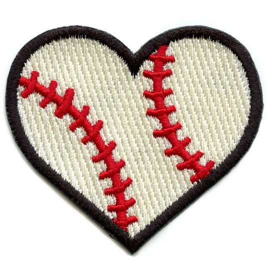Baseball Heart Embroidered Iron On Patch