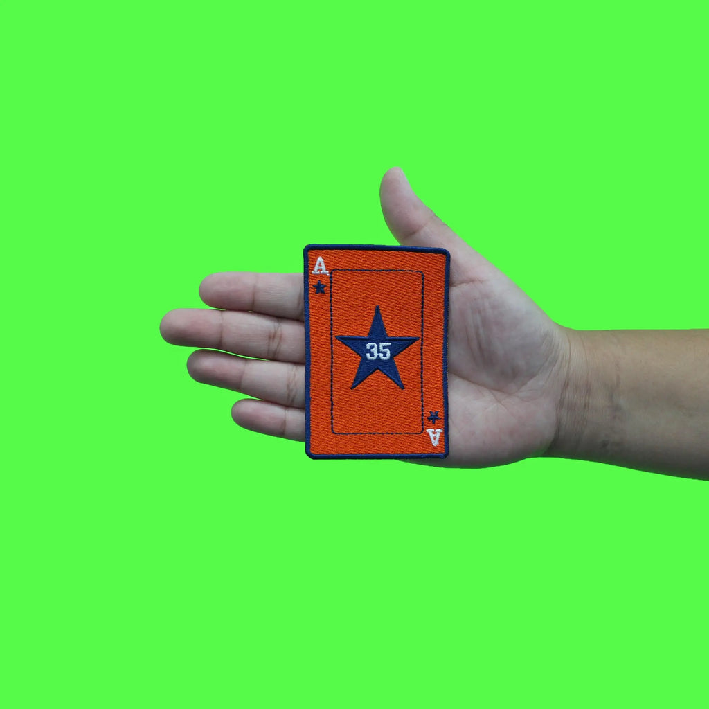 Baseball Player Card Patch Houston Star Pitcher 35 Embroidered Iron On