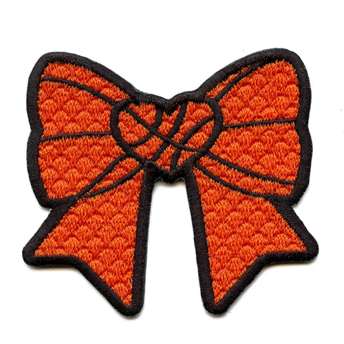 Basketball Heart Bow Patch Sports Fan Love Embroidered Iron On