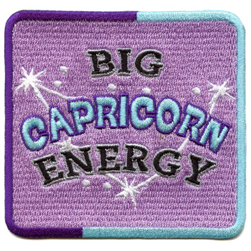 Big Capricorn Energy Patch Constellation Box Script Embroidered Iron On