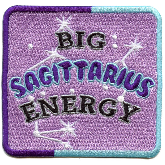 Big Sagittarius Energy Patch Constellation Box Script Embroidered Iron On