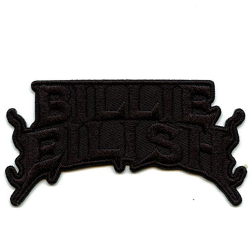 Écusson brodé Billie Eilish Black Flames avec logo Pop Singe thermocollant