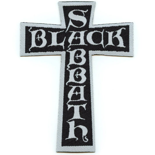 Black Sabbath White/Black Patch Cross Rock Music Embroidered Iron On