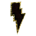 Black Lightning Bolt Patch Weather Symbol Decor Chenille Iron On