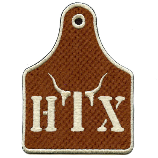 Bull Ear Tags-Brown/Creme Patch Western Country Embroidered Iron on