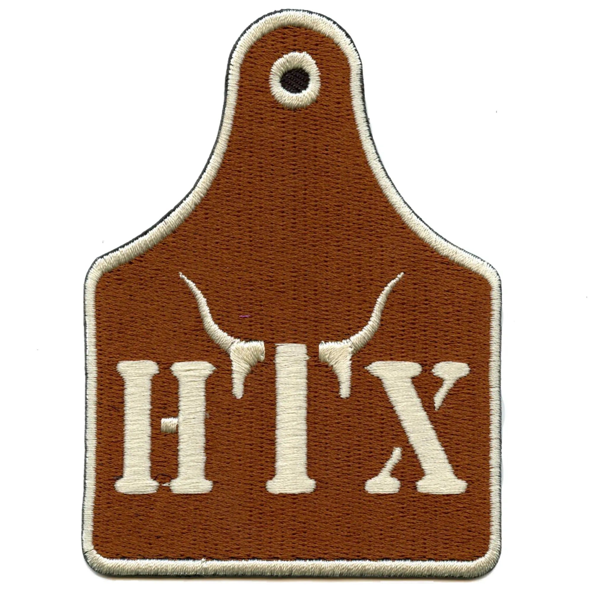 Étiquettes d'oreille de taureau - Patch marron/crème Western Country Cattle brodé à repasser