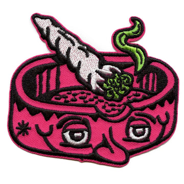 Anthropomorphic Joint Ashtray Patch Trippy Stoner Embroidered Iron On