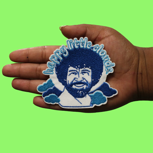 Bob Ross Happy Little Clouds Patch Nature-focused Embroidered Iron On