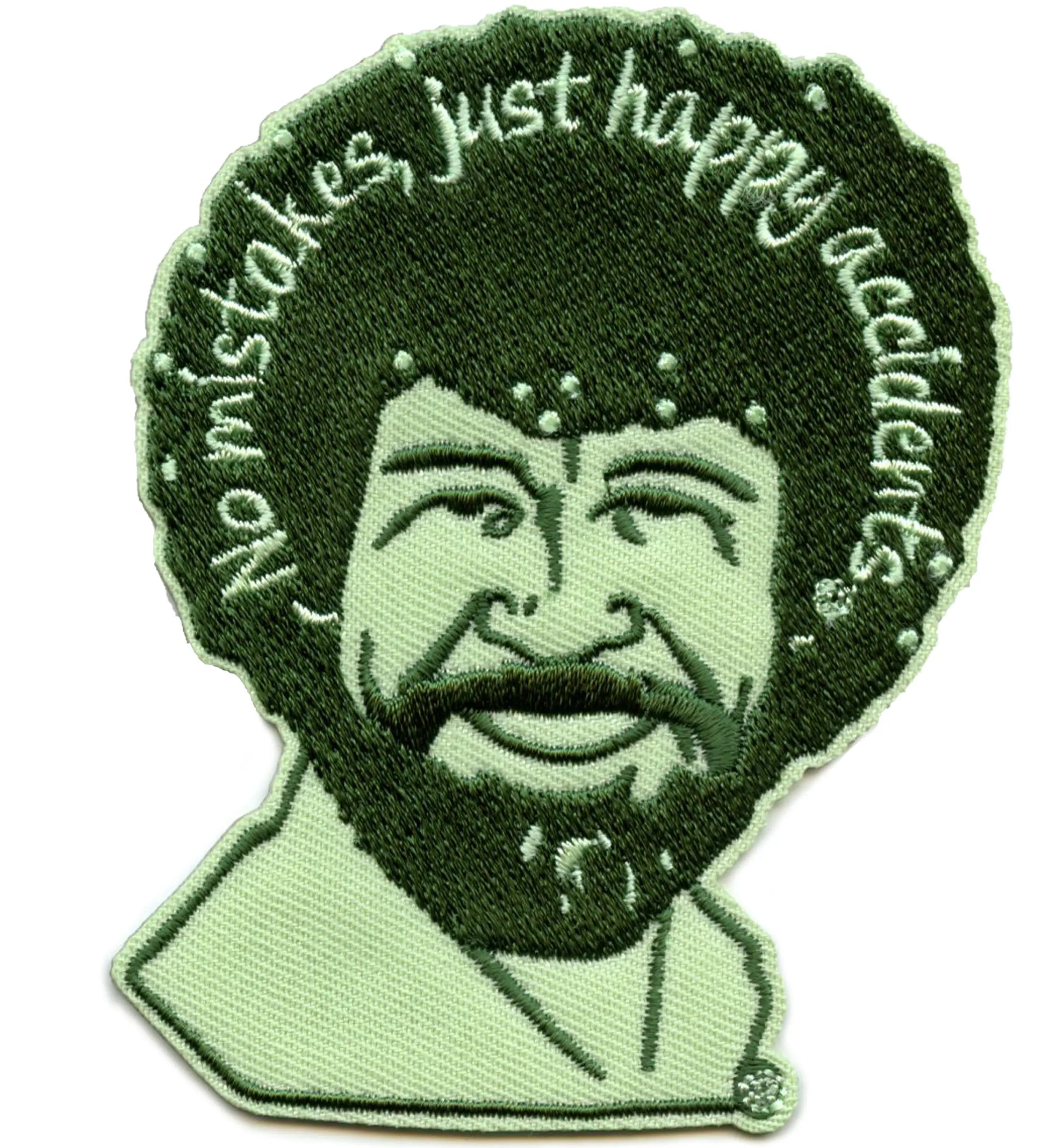 Bob Ross No Mistakes Patch Just Happy Accidents Embroidered Iron-On