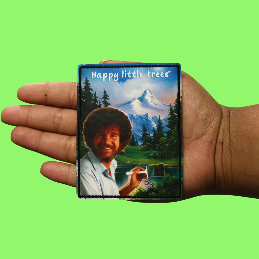 Bob Ross Painting Patch Happy Little Trees Sublimated Iron-On