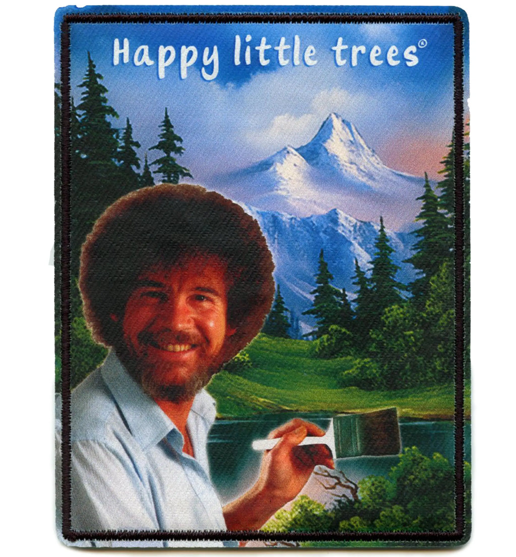 Bob Ross Painting Patch Happy Little Trees Sublimated Iron-On
