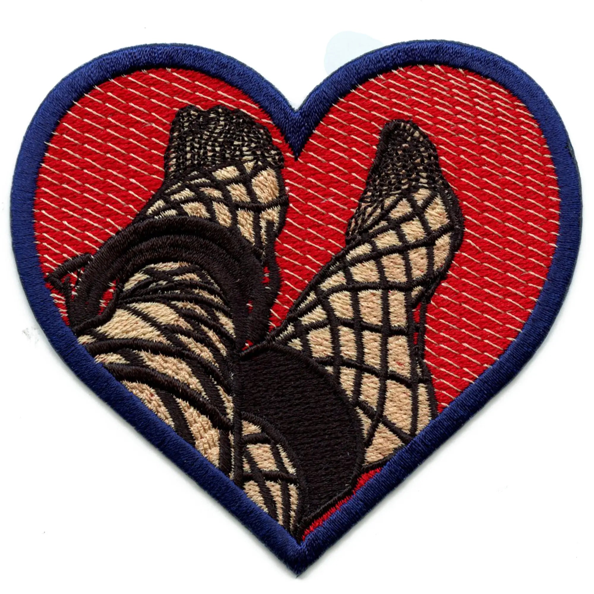 Patch coeur rouge bondage pieds fétichistes pervers brodé thermocollant