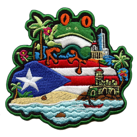 Puerto Rico Coqui Patch Tropical Boricua Travel Embroidered Iron On