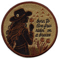 Born To Live Free Ridin On A Breeze Patch Western Music Script Embroidered Iron-On