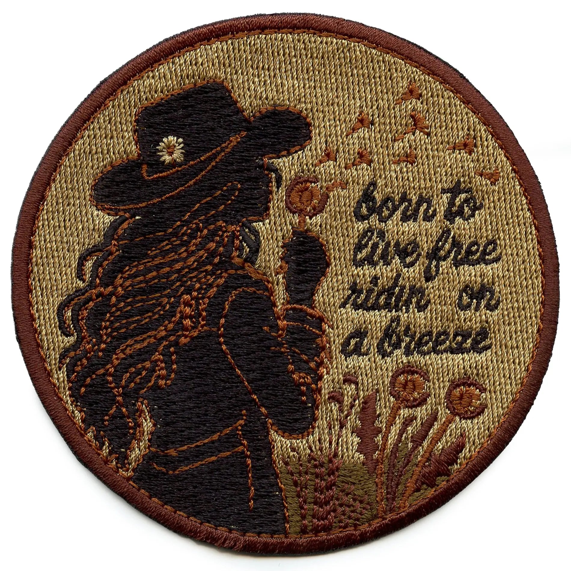 Born To Live Free Ridin On A Breeze Patch Western Music Script Embroidered Iron On