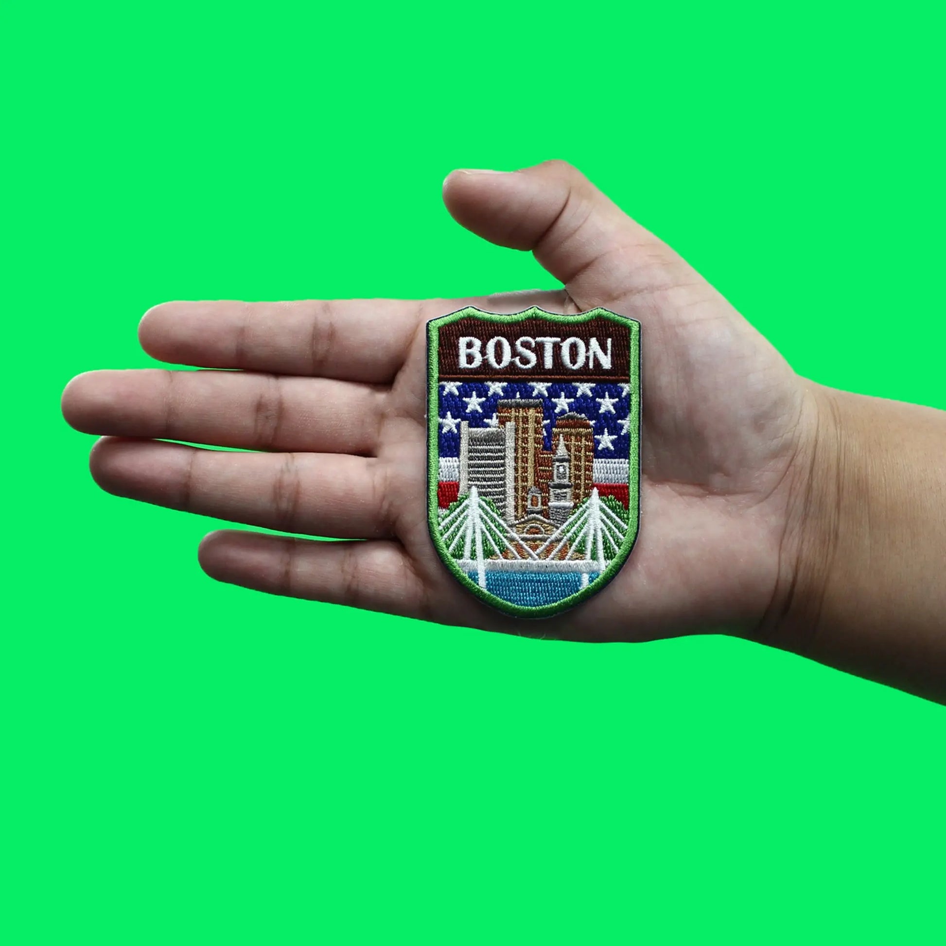 Boston Massachusetts City Tourist Patch World Travel Badge Embroidered Iron On