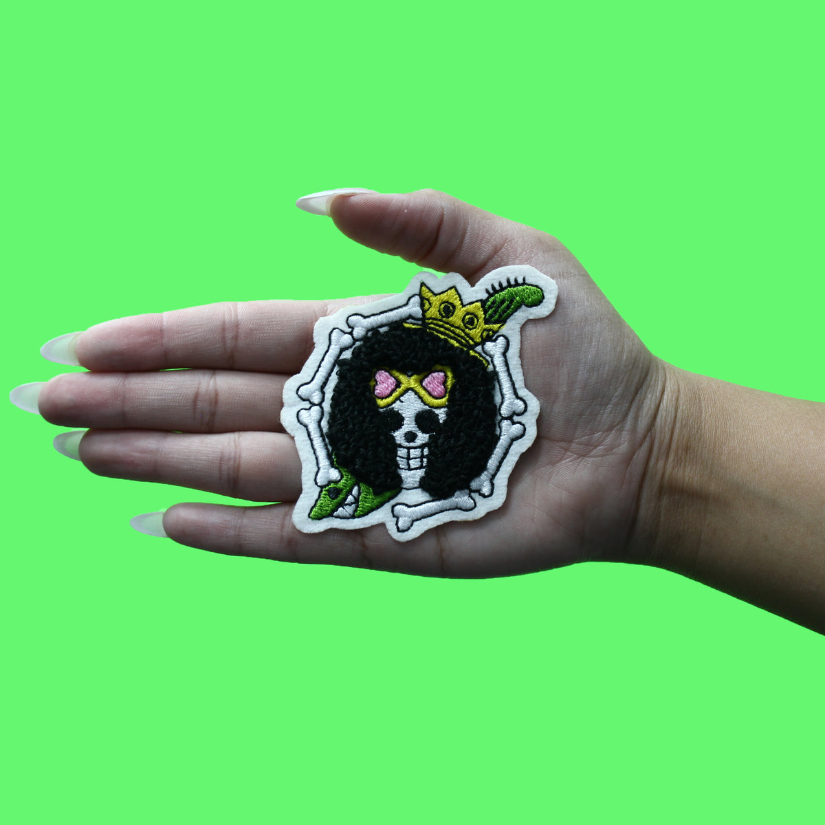 One Piece Brooke Jolly Roger Patch Jolly Musician Skull Anime Embroidered Iron On