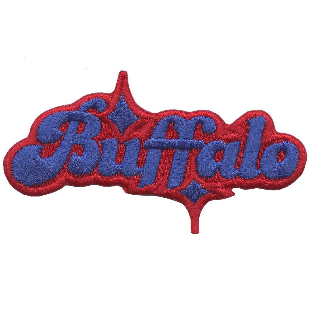 Buffalo Sparkle Script Patch Red/Blue Football Sports Embroidered Iron On
