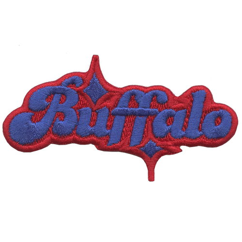 Buffalo Sparkle Script Patch Red/Blue Football Sports Embroidered Iron On