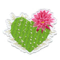 Cactus Heart Flower Patch Green Nopal Plant Embroidered Iron On