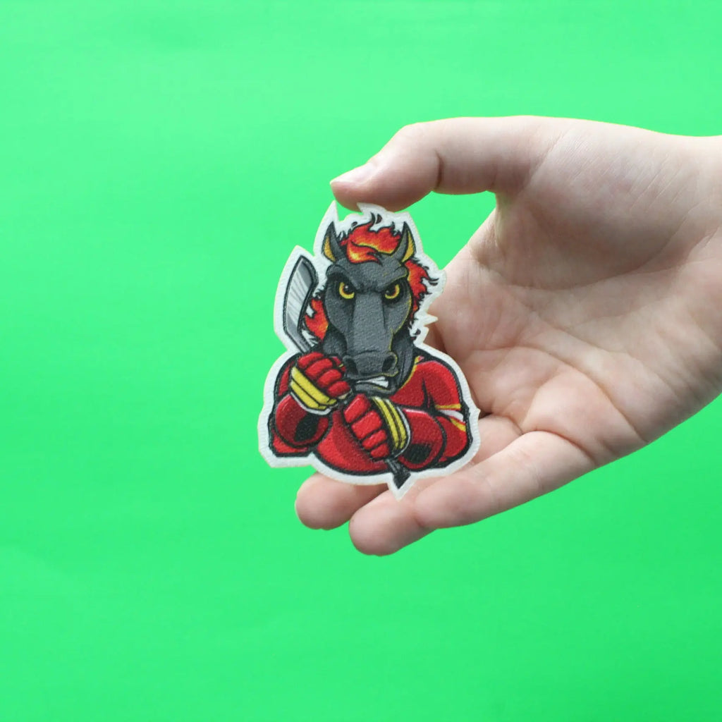 Calgary Canada Fire Horse FotoPatch Mascot Hockey Parody Embroidery Iron On