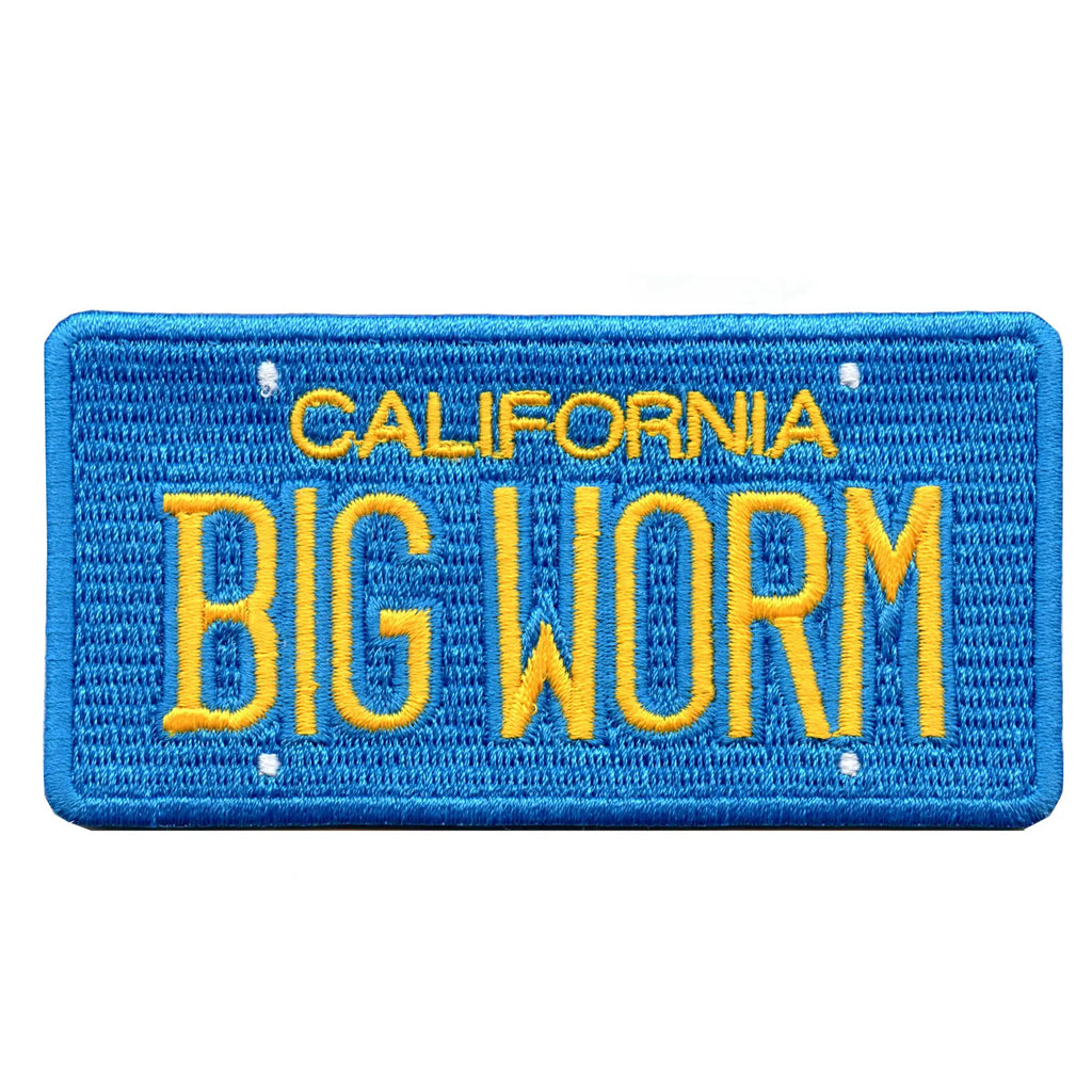 California Big Worm Patch Parody License Plate Embroidered Iron On