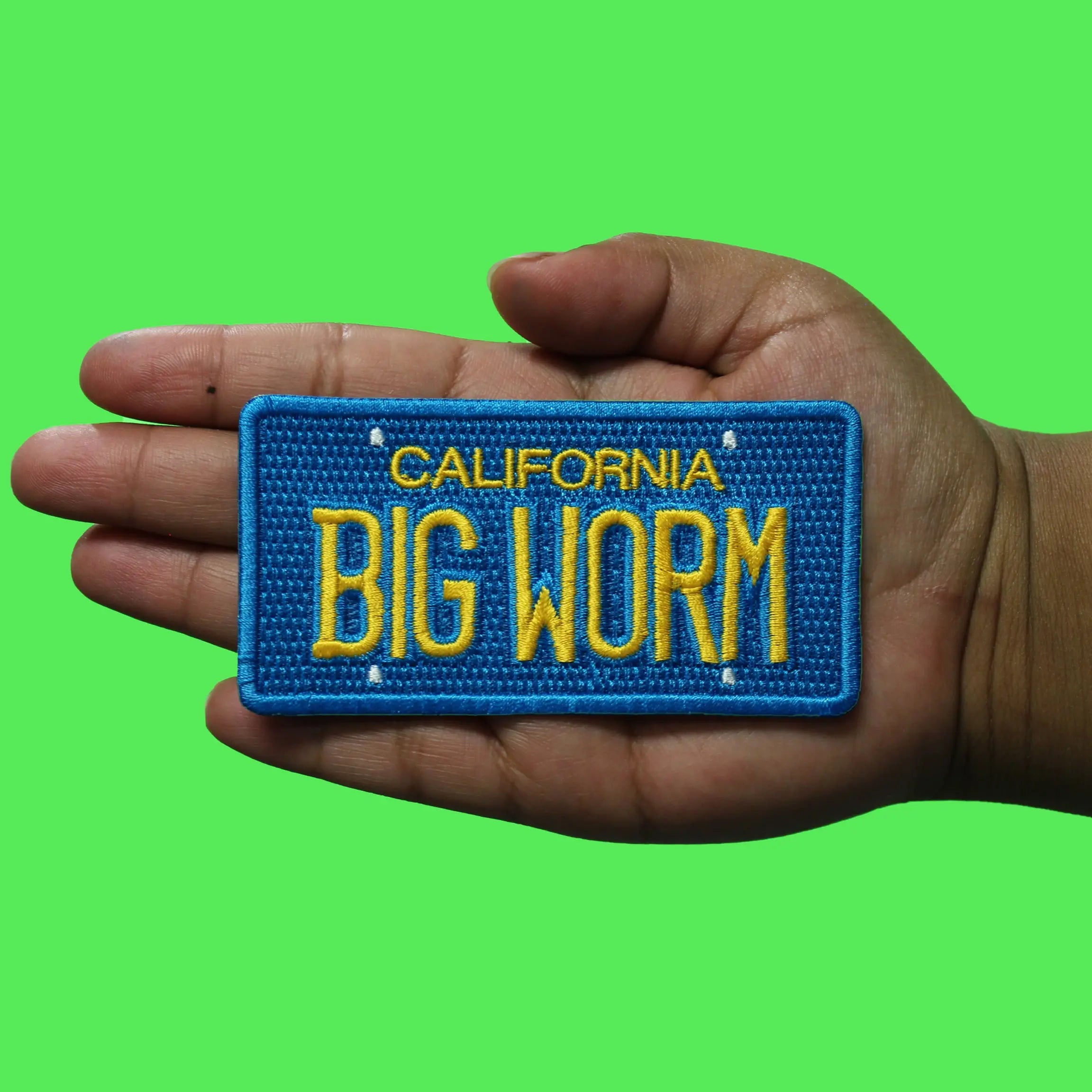 California Big Worm Patch Parody License Plate Embroidered Iron On