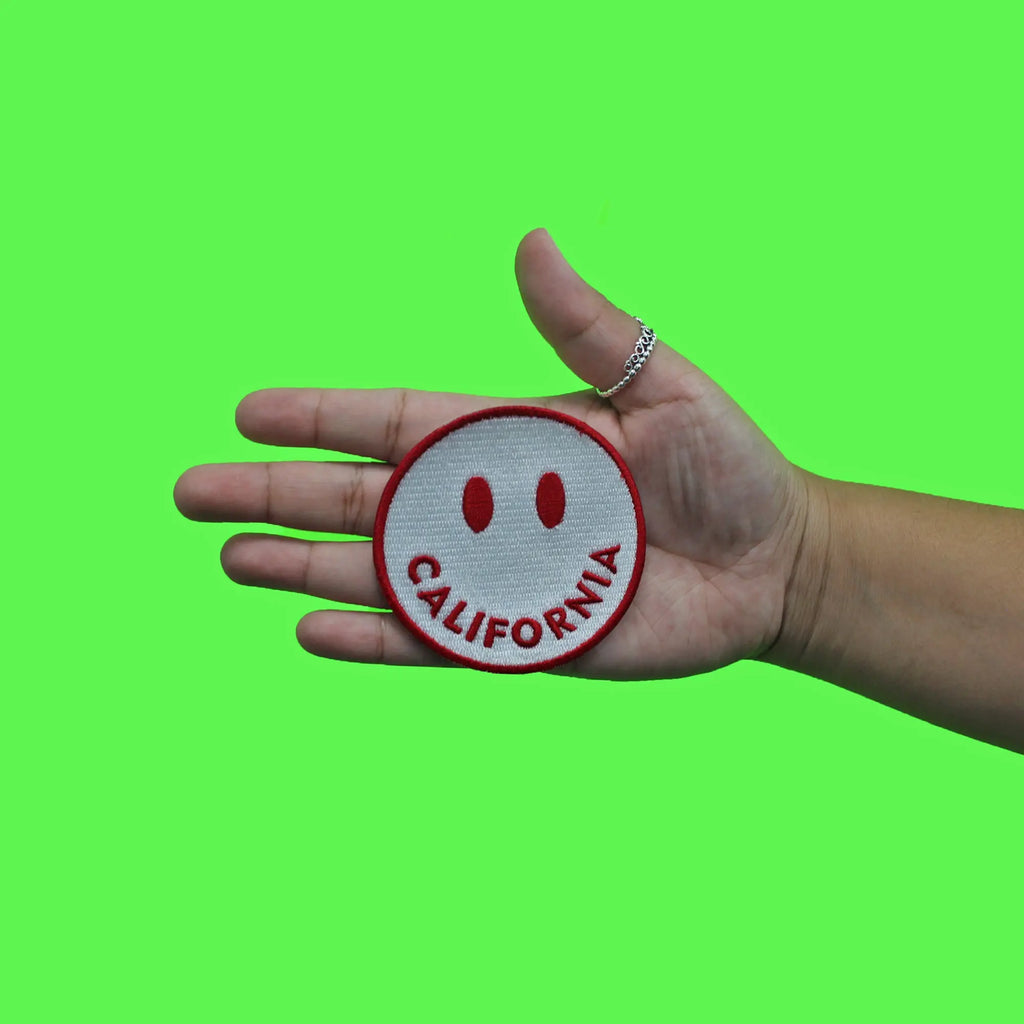 California Smiley Face Patch Travel Embroidered Iron on