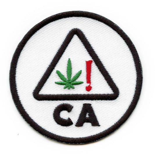 California Cannabis Warning Symbol Patch THC State 420 Embroidered Iron On