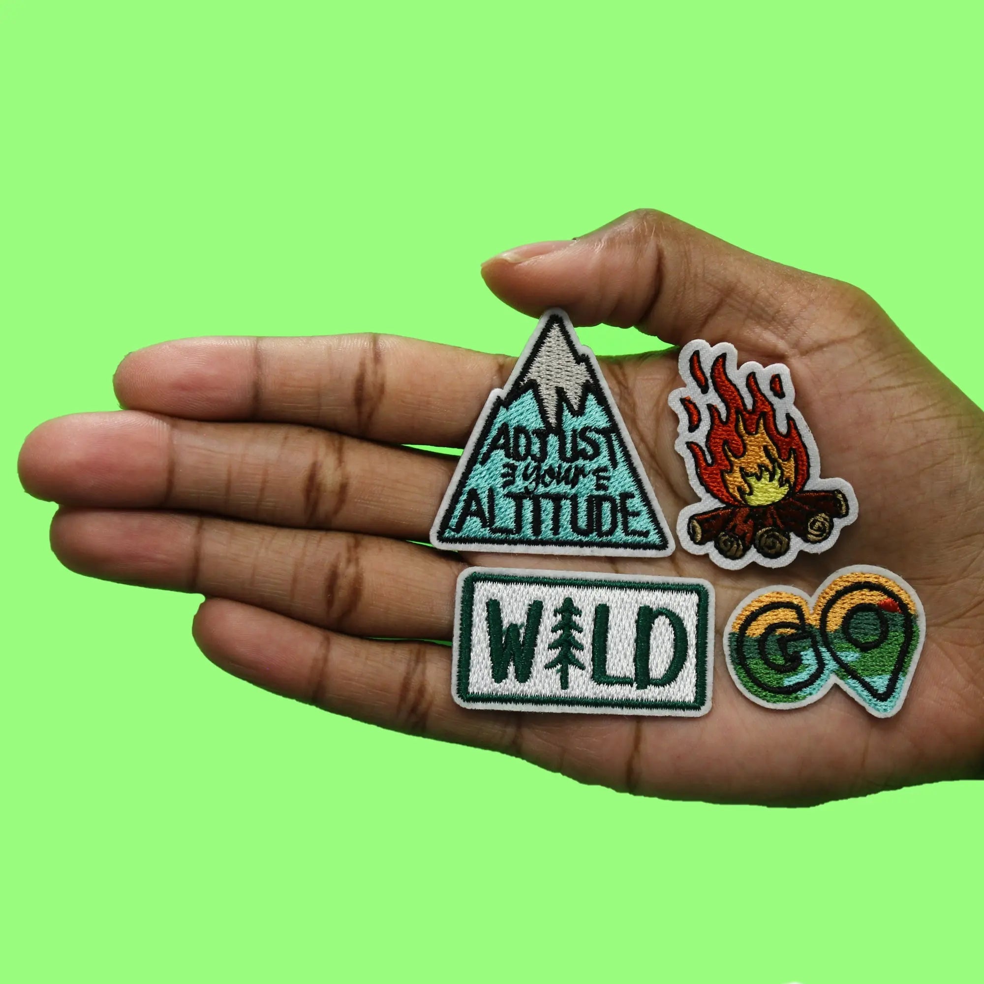 Camping Mini Set Patch Adjust Youre Altitude Embroidered Iron On