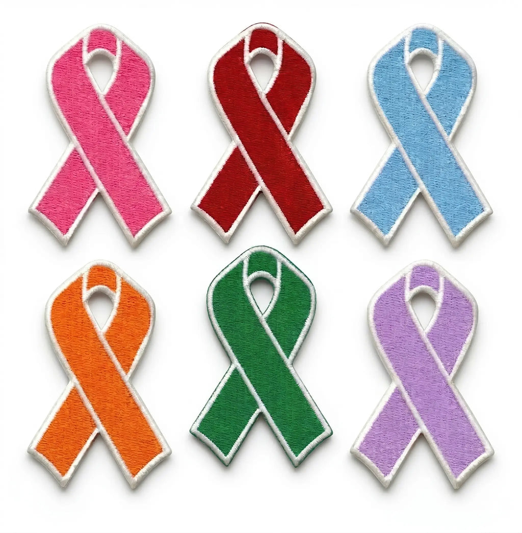 Cancer Awareness Ribbons Fully Embroidered Iron On Patches