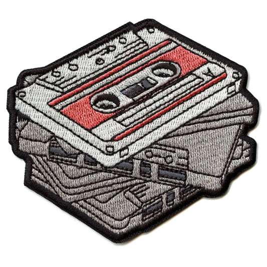 Stacked Cassette Mix Patch Retro Tape Music Embroidered Iron On