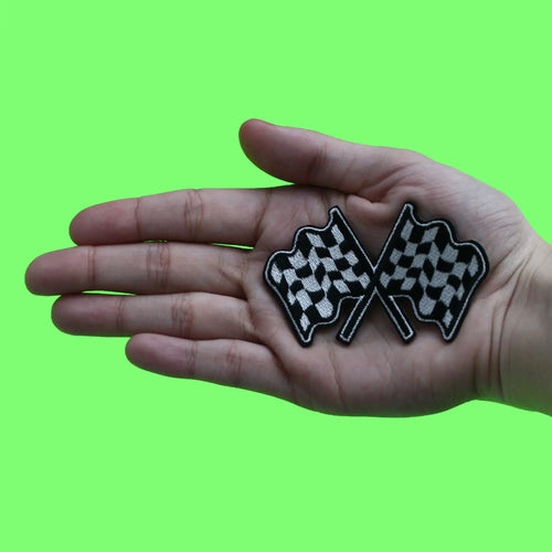 Checkered Flag Rally Patch Racing Car Marathon Embroidered Iron On