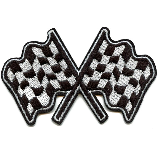 Checkered Flag Rally Patch Racing Car Marathon Embroidered Logo Iron On Patch