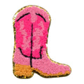 Chenille Cowgirl Boots Patch Pink Cutesy Western Embroidered Iron On