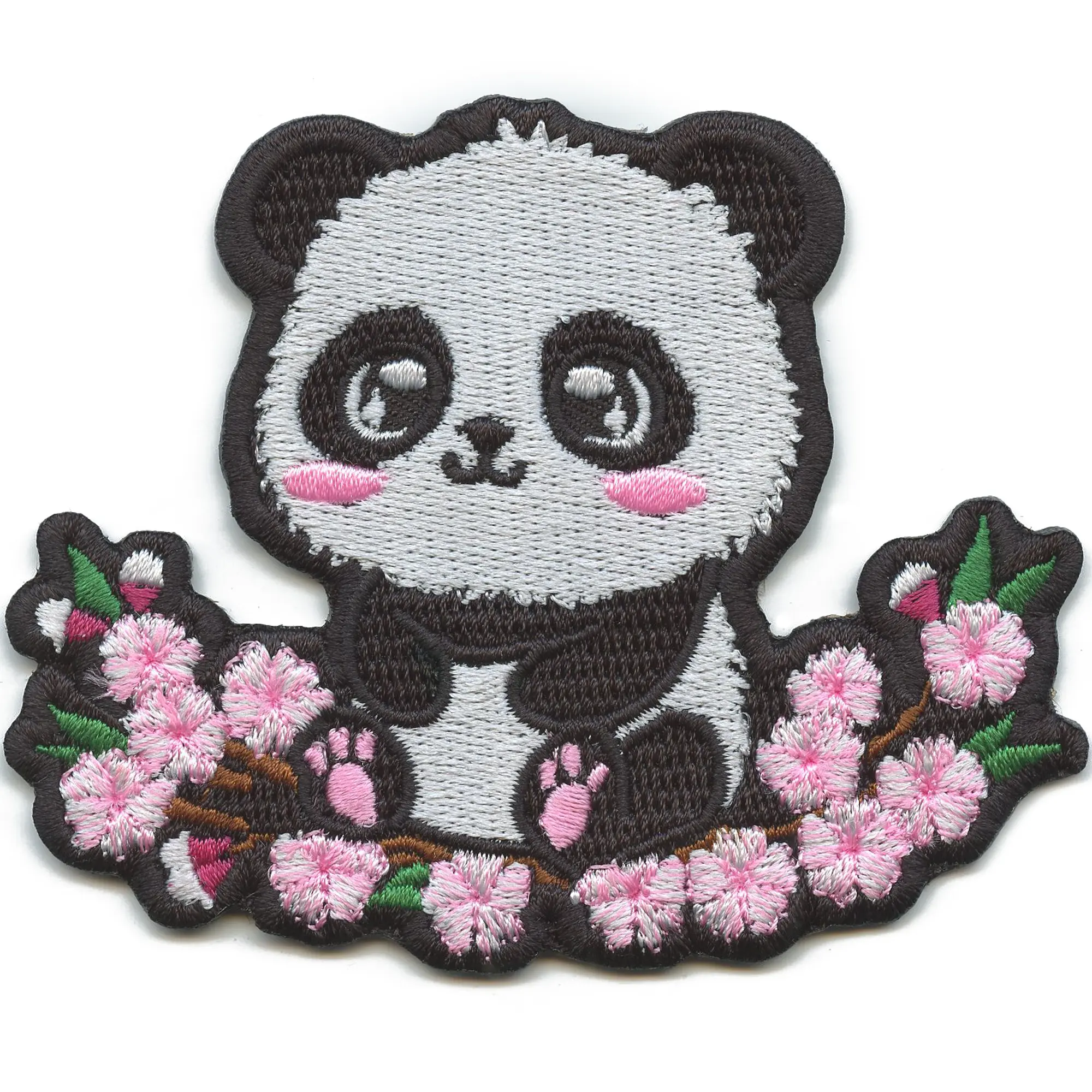 Cherry Blossom Panda Patch Kawaii Cutesy Bear Embroidered Iron On