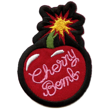 Cherry Bomb Patch Favorite Red Fruit Embroidered Iron On