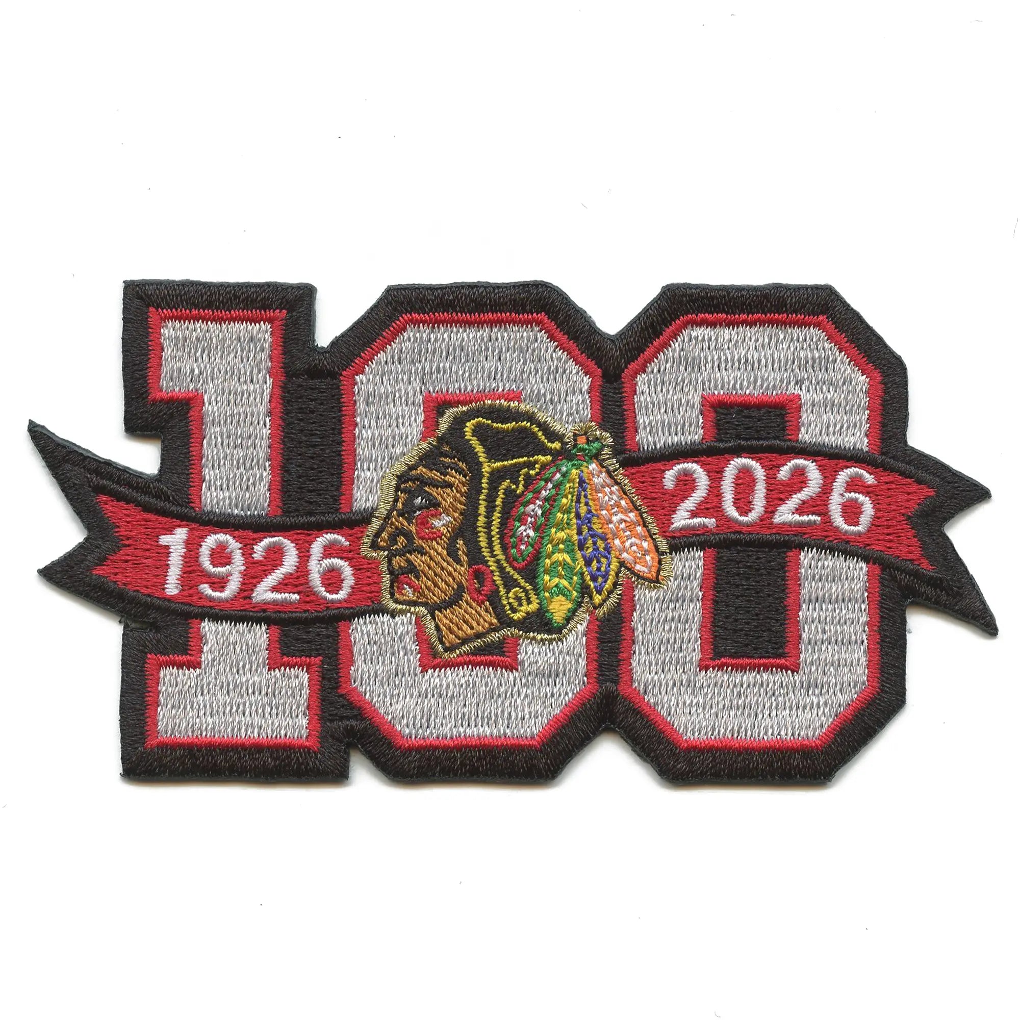 Chicago Blackhawks 100th Anniversary NHL Season Jersey Patch 2025-26 Embroidered