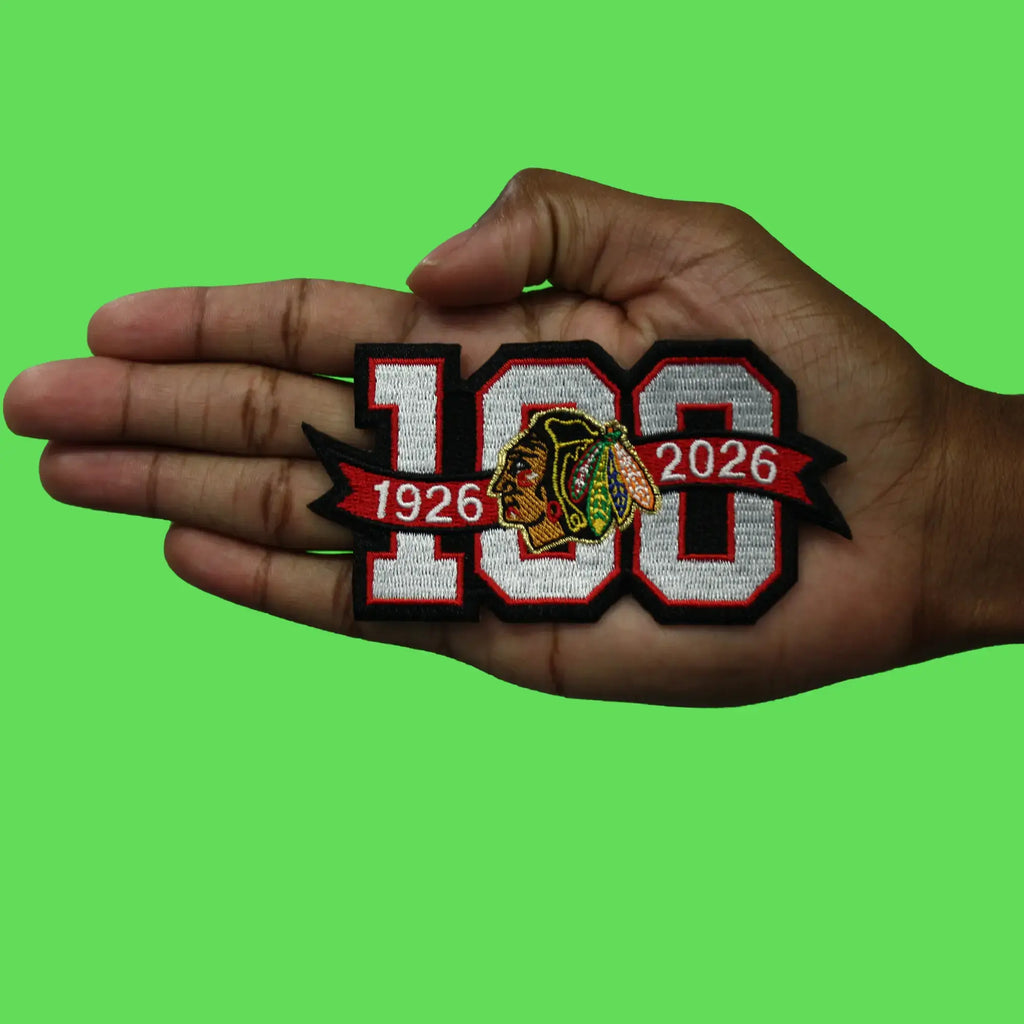 Chicago Blackhawks 100th Anniversary NHL Season Jersey Patch 2025-26 Embroidered