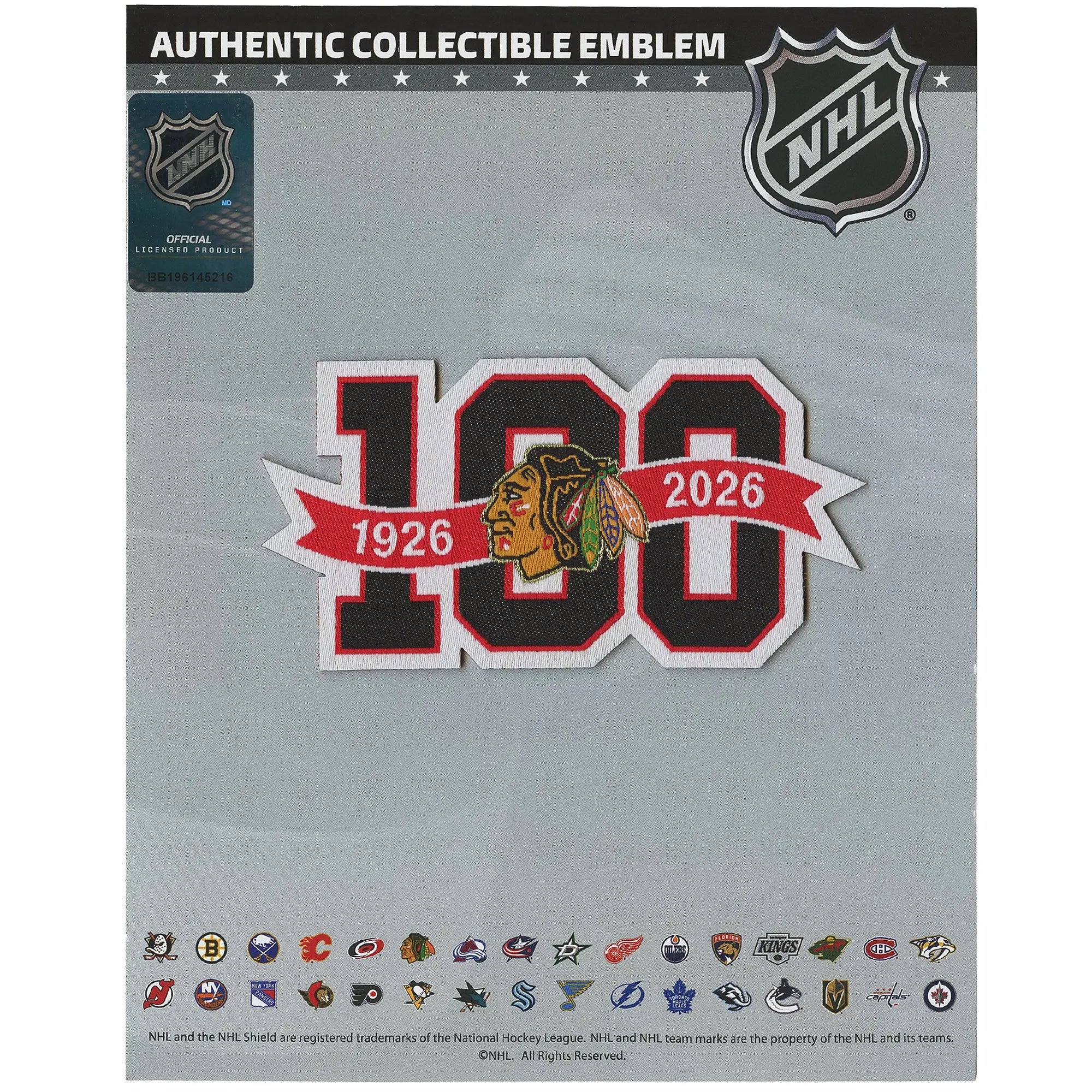Chicago Blackhawks 100th Anniversary NHL Season Jersey Patch 2025-26 (Woven)