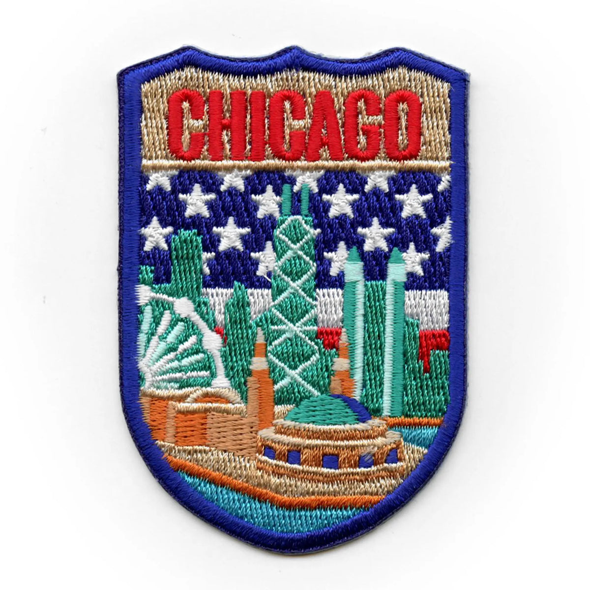 Chicago Skyline Shield Patch Travel Badge Memory Embroidered Iron On ...