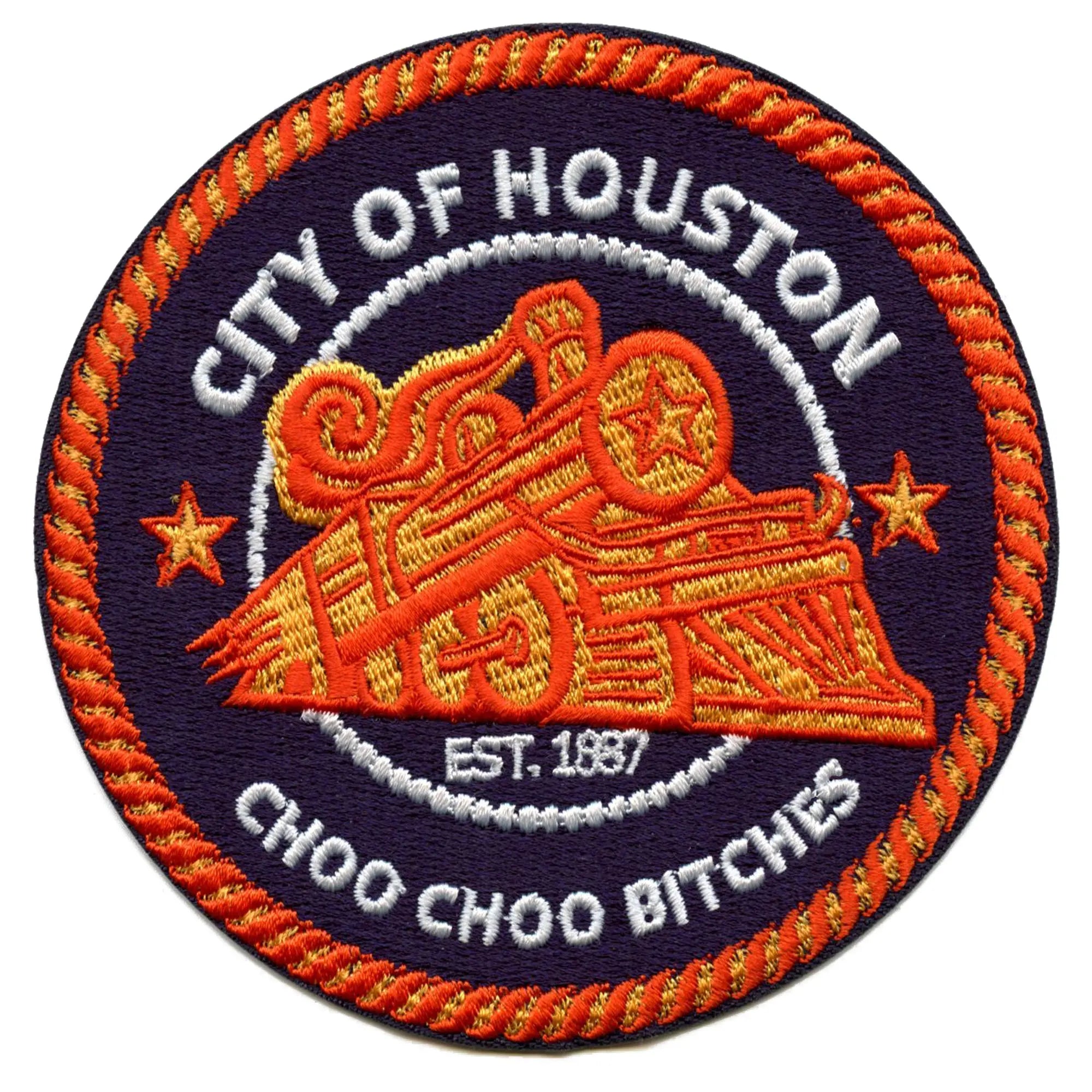 Choo Choo Houston Train Patch City Baseball Pride Embroidered Iron On